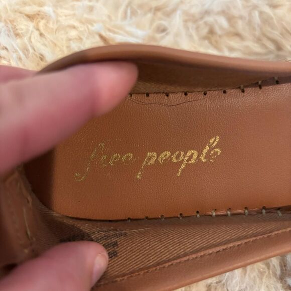 Free People Women's Espadrilles Brown Leather w/ Tan Woven Sole Size 7 - Picture 5 of 6